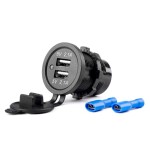 vedenkestävä laturi 2xUSB 12/24V 2,1A 37mm