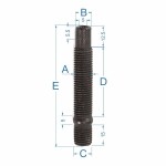 M12x1.25x70+15 Stud 1 Kpl Black (PRB90CH5)