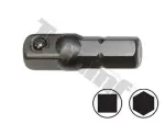 1/4" kuusiokolo-neliö adapteri hylsylle 30mm pitkä triumf