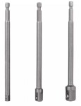 1/4"-kuusikulmakiinnityksellä pitkät hylsyadapterit 1/4", 3/8" & 1/2" hylsyille
