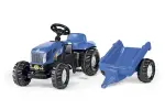 lasten polkimilla New Holland TVT190 ja kärry Rolly Toys